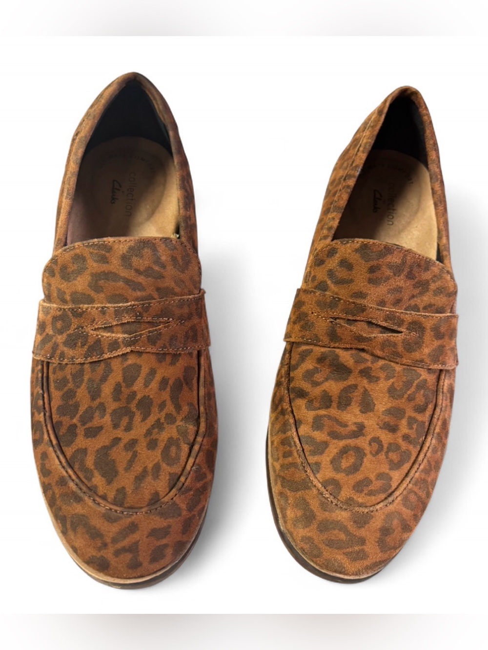 CLARKS TRISH ROSE LEOPARD PRINT LOAFERS